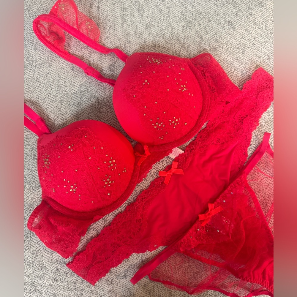 Victoria's Secret Red Sparkly Push-Up Bra